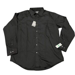 Men’s VAN HEUSEN Black Pin Striped Button Down Shirt XLARGE 16-16 1/2 BRAND NEW